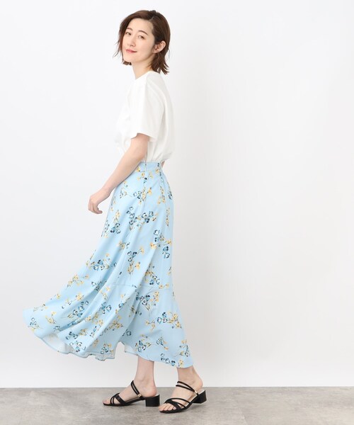 grove（グローブ）の「◆お仕事にもおでかけにも！ボタニカルプリントスカート（スカート・レディース・グレー系5/サックスブルー系・02/03/01/05/04）」の6枚目の写真