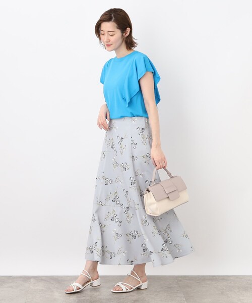 grove（グローブ）の「◆お仕事にもおでかけにも！ボタニカルプリントスカート（スカート・レディース・グレー系5/サックスブルー系・02/03/01/05/04）」の10枚目の写真