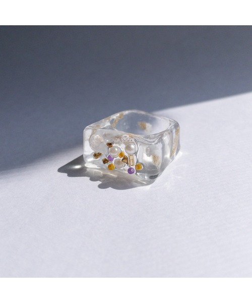 tone(トーン)の「【mamo】clear ring(MA)(リング・レディース・ピンク/ホワイト/グリーン・FREE)」の2枚目の写真