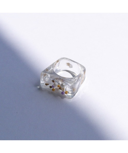 tone(トーン)の「【mamo】clear ring(MA)(リング・レディース・ピンク/ホワイト/グリーン・FREE)」の8枚目の写真