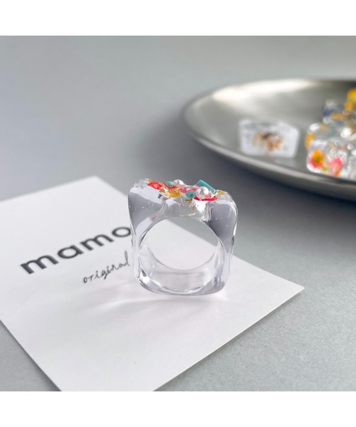 tone(トーン)の「【mamo】clear ring(MA)(リング・レディース・ピンク/ホワイト/グリーン・FREE)」の14枚目の写真