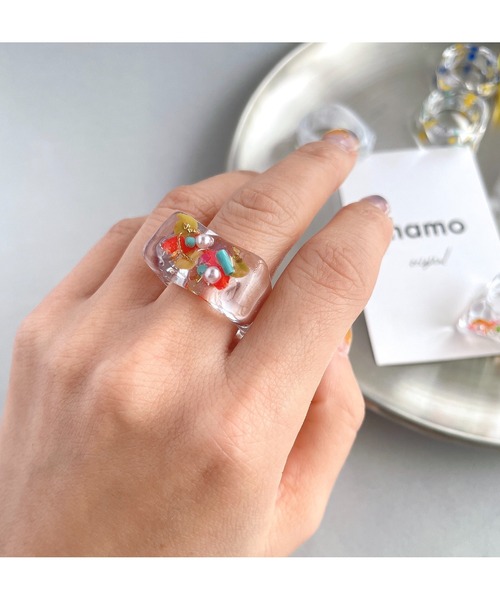 tone(トーン)の「【mamo】clear ring(MA)(リング・レディース・ピンク/ホワイト/グリーン・FREE)」の16枚目の写真