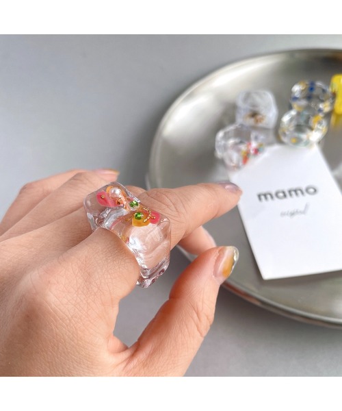 tone(トーン)の「【mamo】clear ring(MA)(リング・レディース・ピンク/ホワイト/グリーン・FREE)」の20枚目の写真
