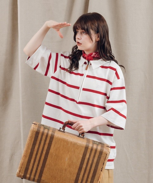 MUHET(ミュエータ)の「ハーフジップTシャツ(Tシャツ/カットソー・レディース・杢グレー/ネイビー/マスタード/ブラウン/レッド系その他・X-LARGE/MEDIUM)」の5枚目の写真