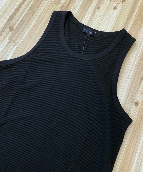 TopIsm（トップイズム）の「【2023】ワッフルロング丈 タンクトップ（タンクトップ・メンズ・ブラック・M/L/LL）」の2枚目の写真