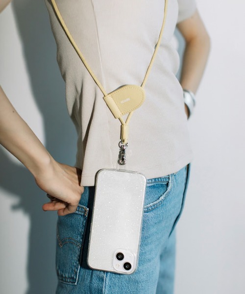 Beau're(ヴュレ)の「【BEAURE】レザーモバイル&マスクストラップショルダー B-23222(スマホグッズ・レディース・オリーブ/パープル/ネイビー/グレー/シルバー/ブラック/ライトパープル/イエロー/ブルー・FREE)」の8枚目の写真