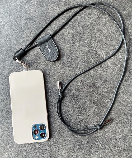 Beau're(ヴュレ)の「【BEAURE】レザーモバイル&マスクストラップショルダー B-23222(スマホグッズ・レディース・オリーブ/パープル/ネイビー/グレー/シルバー/ブラック/ライトパープル/イエロー/ブルー・FREE)」の2枚目の写真