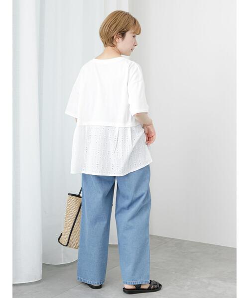 Samansa Mos2 blue（サマンサモスモスブルー）の「バックタック切替プルオーバー（Tシャツ/カットソー・レディース・ブラック/オフホワイト/ミント・F）」の15枚目の写真