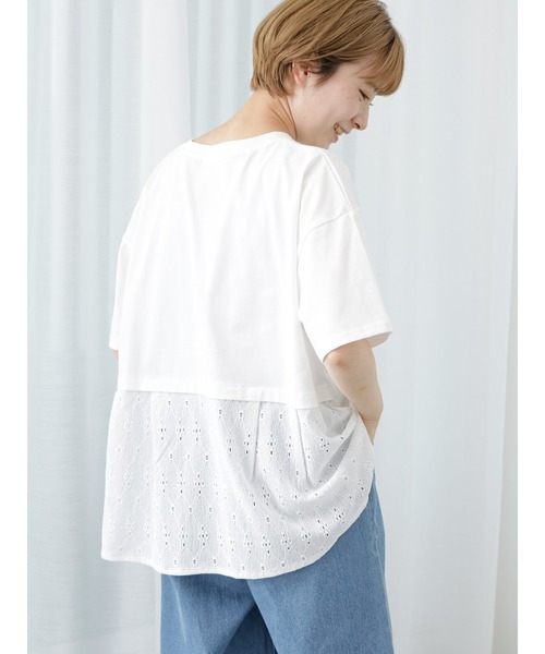 Samansa Mos2 blue（サマンサモスモスブルー）の「バックタック切替プルオーバー（Tシャツ/カットソー・レディース・ブラック/オフホワイト/ミント・F）」の2枚目の写真