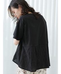 Samansa Mos2 blue | バックタック切替プルオーバー(Tシャツ/カットソー)