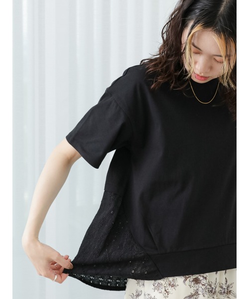 Samansa Mos2 blue（サマンサモスモスブルー）の「バックタック切替プルオーバー（Tシャツ/カットソー・レディース・ブラック/オフホワイト/ミント・F）」の4枚目の写真