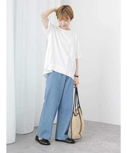 Samansa Mos2 blue（サマンサモスモスブルー）の「バックタック切替プルオーバー（Tシャツ/カットソー・レディース・ブラック/オフホワイト/ミント・F）」の8枚目の写真