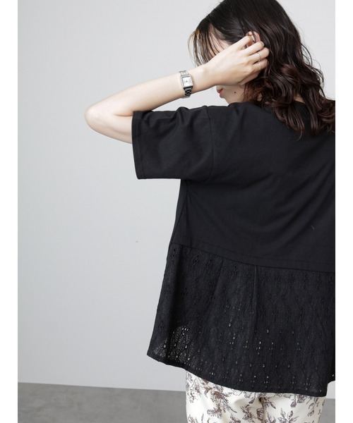 Samansa Mos2 blue（サマンサモスモスブルー）の「バックタック切替プルオーバー（Tシャツ/カットソー・レディース・ブラック/オフホワイト/ミント・F）」の10枚目の写真