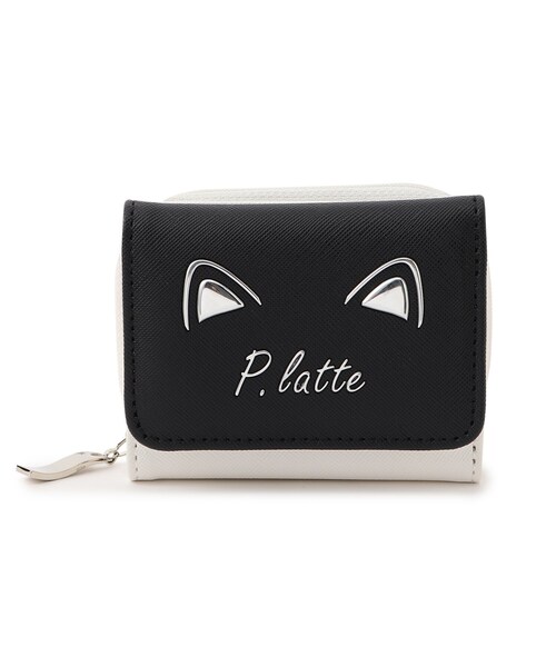 PINK-latte（ピンクラテ）の「◆ネコロゴミニ財布（財布・キッズ・ブラック/ライトブルー/オフホワイト・00）」の2枚目の写真