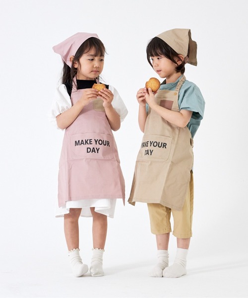 ピンクハウスエプロン　親子セット 小花柄 ドレスエプロン セット 三角巾 パープル ピンク サックス