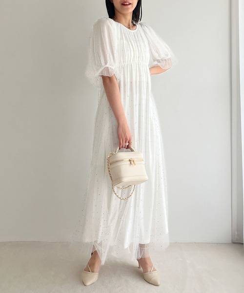 Heather（ヘザー）の「【オケージョン】ビジューチュールワンピース　964211（ドレス・レディース・ネイビー/オフホワイト・FREE）」の2枚目の写真