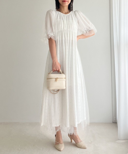 Heather（ヘザー）の「【オケージョン】ビジューチュールワンピース　964211（ドレス・レディース・ネイビー/オフホワイト・FREE）」の3枚目の写真