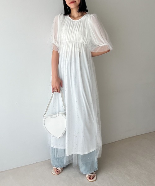 Heather（ヘザー）の「【オケージョン】ビジューチュールワンピース　964211（ドレス・レディース・ネイビー/オフホワイト・FREE）」の9枚目の写真