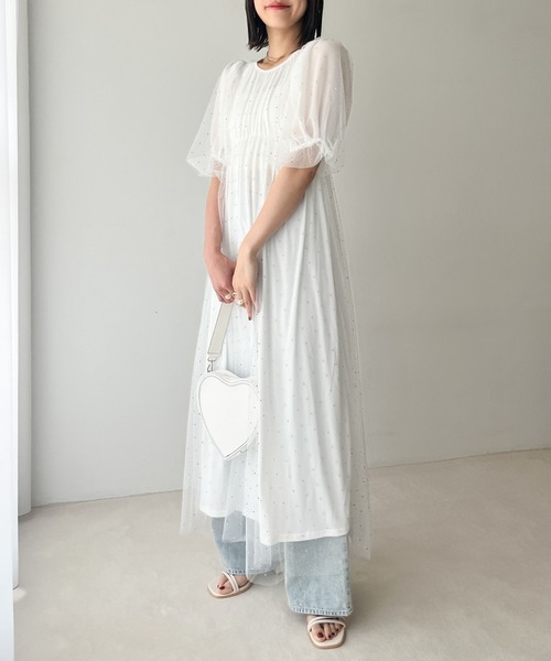 Heather（ヘザー）の「【オケージョン】ビジューチュールワンピース　964211（ドレス・レディース・ネイビー/オフホワイト・FREE）」の10枚目の写真