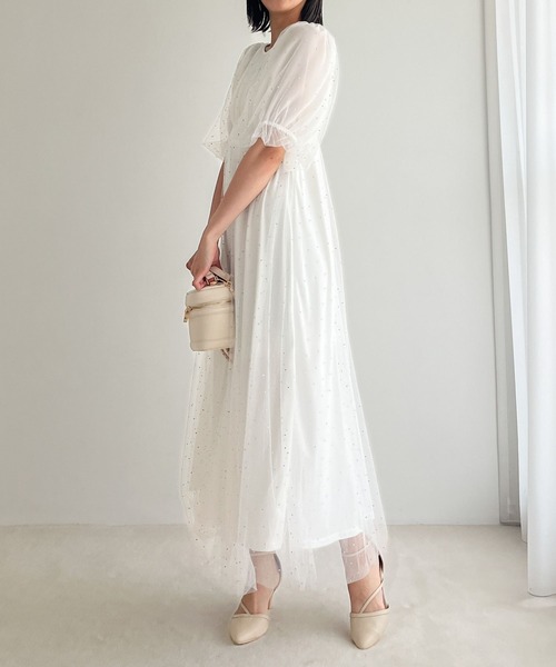 Heather（ヘザー）の「【オケージョン】ビジューチュールワンピース　964211（ドレス・レディース・ネイビー/オフホワイト・FREE）」の6枚目の写真