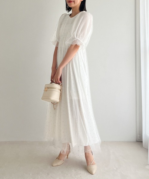 Heather（ヘザー）の「【オケージョン】ビジューチュールワンピース　964211（ドレス・レディース・ネイビー/オフホワイト・FREE）」の8枚目の写真
