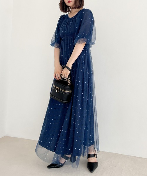 Heather（ヘザー）の「【オケージョン】ビジューチュールワンピース　964211（ドレス・レディース・ネイビー/オフホワイト・FREE）」の16枚目の写真