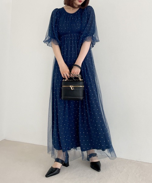 Heather（ヘザー）の「【オケージョン】ビジューチュールワンピース　964211（ドレス・レディース・ネイビー/オフホワイト・FREE）」の18枚目の写真