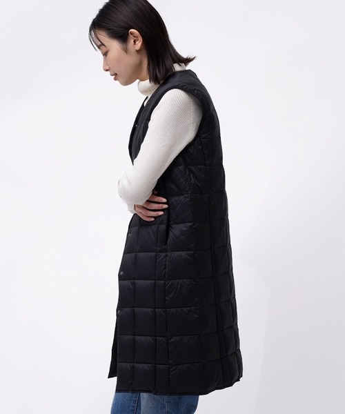 TAION(タイオン)の「TAION / タイオン Vネック ロング ダウン ベスト TAION W001 LONG YGG(ダウンベスト・レディース・ブラック/オフホワイト/チャコール・M/L)」の10枚目の写真
