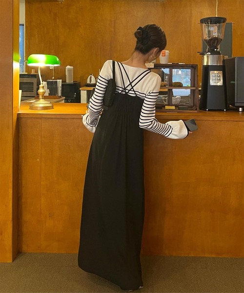 titivate（ティティベイト）の「バックシャンキャミソールワンピース（ワンピース・レディース・ブラック/オリーブ/アイボリー・S/M/PS(XS－S)）」の3枚目の写真