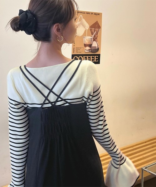 titivate（ティティベイト）の「バックシャンキャミソールワンピース（ワンピース・レディース・ブラック/オリーブ/アイボリー・S/M/PS(XS－S)）」の10枚目の写真