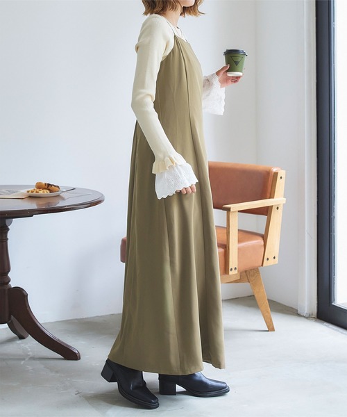 titivate（ティティベイト）の「バックシャンキャミソールワンピース（ワンピース・レディース・ブラック/オリーブ/アイボリー・S/M/PS(XS－S)）」の13枚目の写真