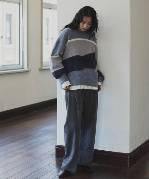 hellam（へラム）の「グラデーション インターシャ起毛ニット（ニット/セーター・レディース・アイボリー/ブルー/チャコールグレー/グリーン・FREE）」の5枚目の写真