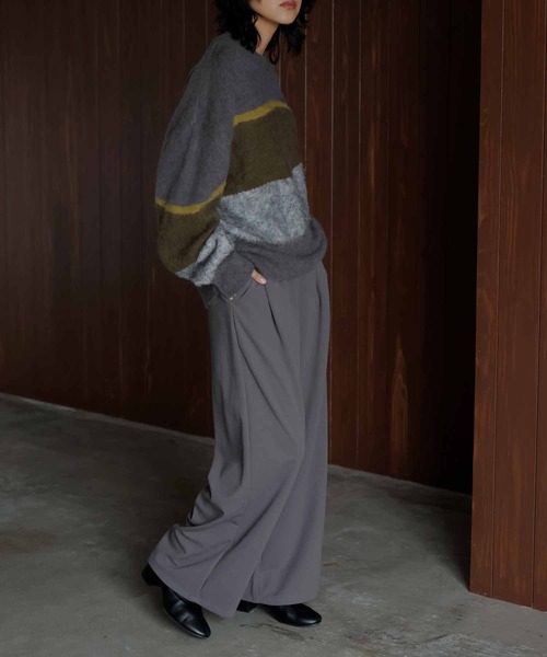 hellam（へラム）の「グラデーション インターシャ起毛ニット（ニット/セーター・レディース・アイボリー/ブルー/チャコールグレー/グリーン・FREE）」の15枚目の写真