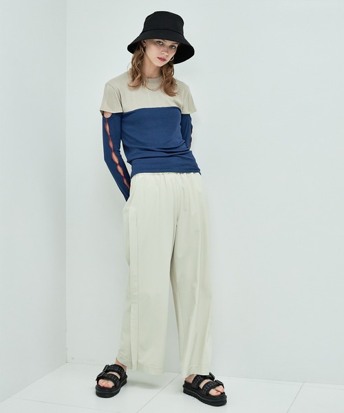 casane（カサネ）の「バイカラースリーブホールトップス（Tシャツ/カットソー・レディース・ベージュ/ホワイト/ブラウン・FREE）」の14枚目の写真