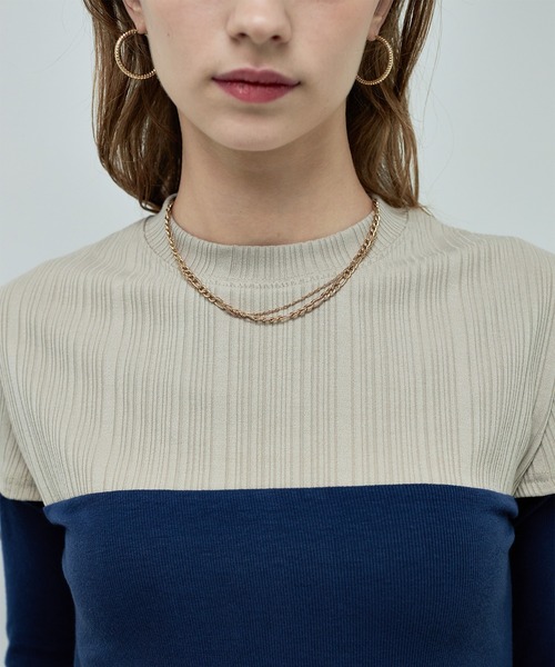 casane（カサネ）の「バイカラースリーブホールトップス（Tシャツ/カットソー・レディース・ベージュ/ホワイト/ブラウン・FREE）」の8枚目の写真