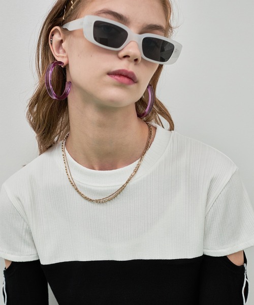 casane（カサネ）の「バイカラースリーブホールトップス（Tシャツ/カットソー・レディース・ベージュ/ホワイト/ブラウン・FREE）」の6枚目の写真