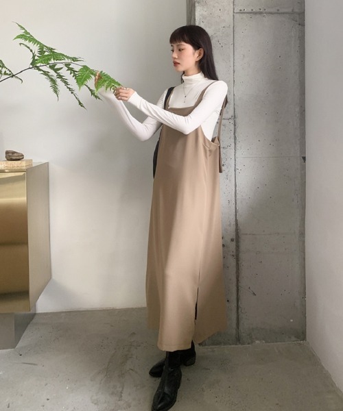 H.TOKYO（エイチトウキョウ）の「マキシ丈ジャンパースカート（ジャンパースカート・レディース・モカ/ブラック・LARGE/MEDIUM）」の13枚目の写真