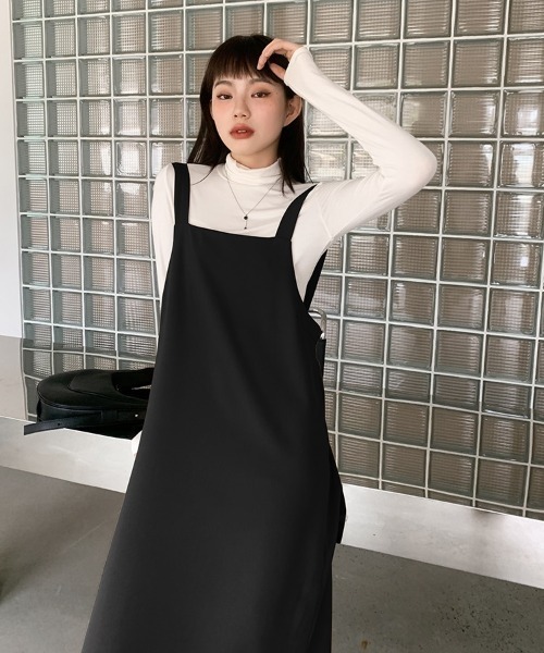 H.TOKYO（エイチトウキョウ）の「マキシ丈ジャンパースカート（ジャンパースカート・レディース・モカ/ブラック・LARGE/MEDIUM）」の7枚目の写真