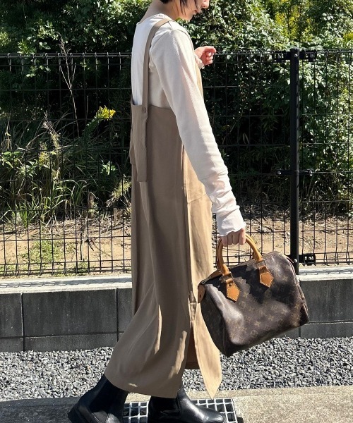 H.TOKYO（エイチトウキョウ）の「マキシ丈ジャンパースカート（ジャンパースカート・レディース・モカ/ブラック・LARGE/MEDIUM）」の22枚目の写真