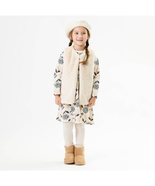 Seraph（セラフ）の「リバーシブルファーベスト（ダウンベスト・キッズ・アイボリー/ラベンダー/ライム・150/130/110/100/120/95/90/80/140）」の4枚目の写真