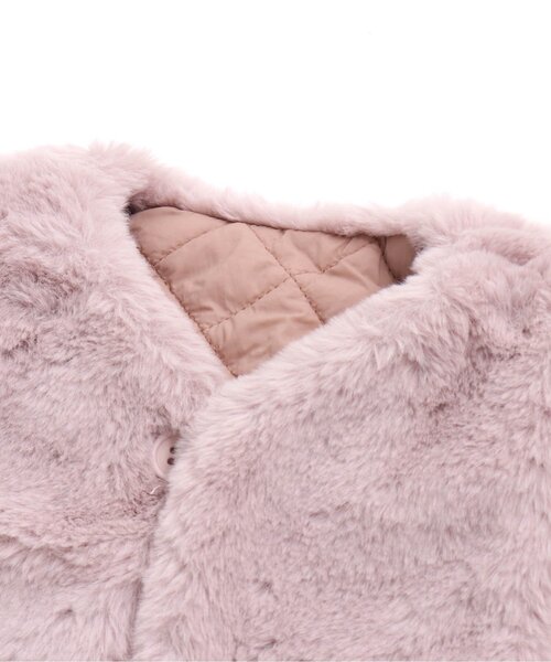 Seraph（セラフ）の「リバーシブルファーベスト（ダウンベスト・キッズ・アイボリー/ラベンダー/ライム・150/130/110/100/120/95/90/80/140）」の9枚目の写真