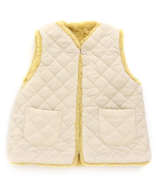 Seraph（セラフ）の「リバーシブルファーベスト（ダウンベスト・キッズ・アイボリー/ラベンダー/ライム・150/130/110/100/120/95/90/80/140）」の21枚目の写真