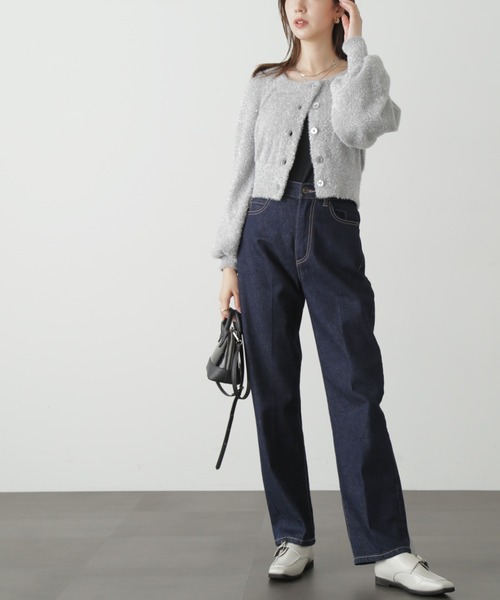 FREE'S MART（フリーズマート）の「◆ラメシャギーニットカーディガン（カーディガン/ボレロ・レディース・ピンク/グリーン/グレー・FREE）」の4枚目の写真