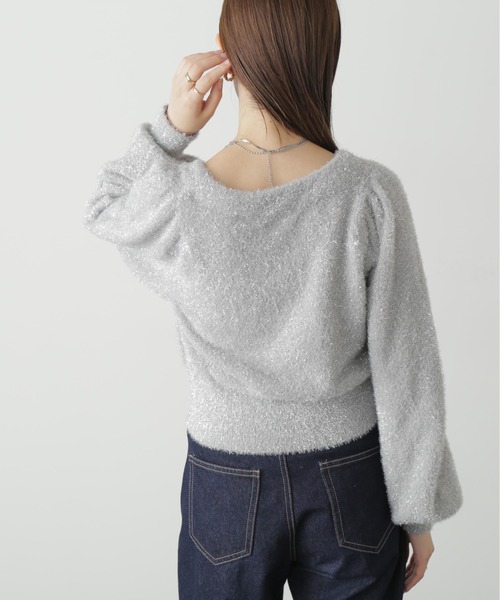 FREE'S MART（フリーズマート）の「◆ラメシャギーニットカーディガン（カーディガン/ボレロ・レディース・ピンク/グリーン/グレー・FREE）」の6枚目の写真