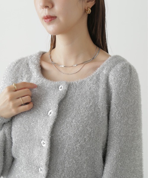 FREE'S MART（フリーズマート）の「◆ラメシャギーニットカーディガン（カーディガン/ボレロ・レディース・ピンク/グリーン/グレー・FREE）」の7枚目の写真