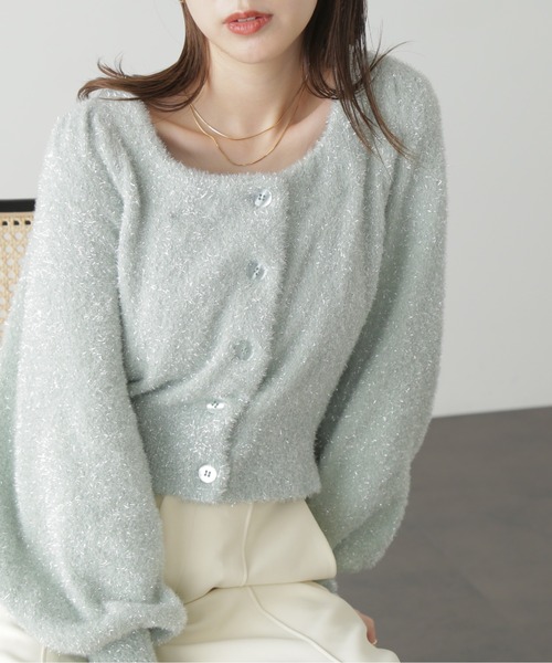 FREE'S MART（フリーズマート）の「◆ラメシャギーニットカーディガン（カーディガン/ボレロ・レディース・ピンク/グリーン/グレー・FREE）」の10枚目の写真