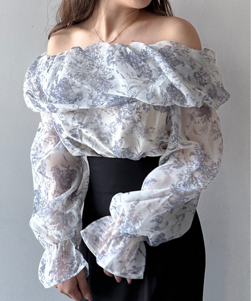 NOMAE（ノーマエ）の「シアーオフショルブラウス（シャツ/ブラウス・レディース・ライトピンク/アイボリー/ライトグレー/グレー系その他・FREE）」の3枚目の写真