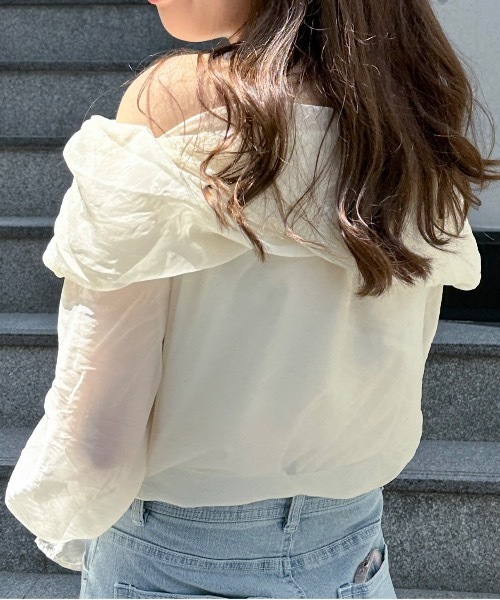 NOMAE（ノーマエ）の「シアーオフショルブラウス（シャツ/ブラウス・レディース・ライトピンク/アイボリー/ライトグレー/グレー系その他・FREE）」の8枚目の写真