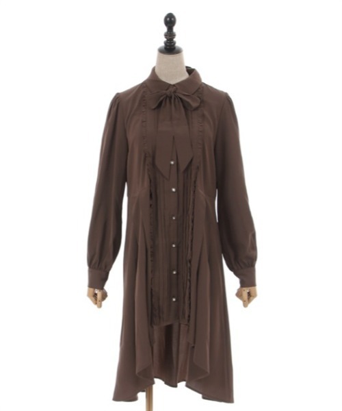 axes femme POETIQUE(アクシーズファムポエティック)の「フィッシュテールシャツチュニ(チュニック・レディース・ブラック/モカ/キナリ・MEDIUM)」の21枚目の写真