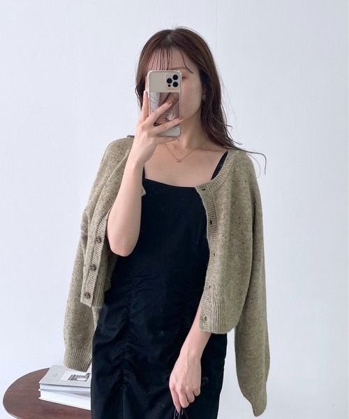 mysty woman（ミスティウーマン）の「【WEB限定】前後2WAYネップクルーネックカーディガン　973628（カーディガン/ボレロ・レディース・ライトブルー/ライトベージュ/モカ/ブラック/ライトグリーン・FREE）」の4枚目の写真